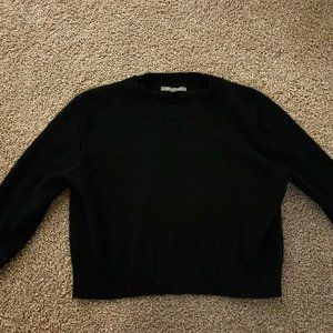 Black Neiman Marcus Cashmere Collection Cropped Sweater - Small